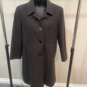 Stephanie Matthews charcoal gray wool coat size Large